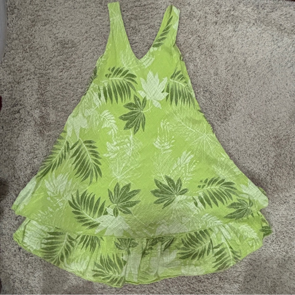 100% Cotton Cherishh Made in Italy Size Medium tank Dress With Tiered Hem Green - Picture 6 of 9